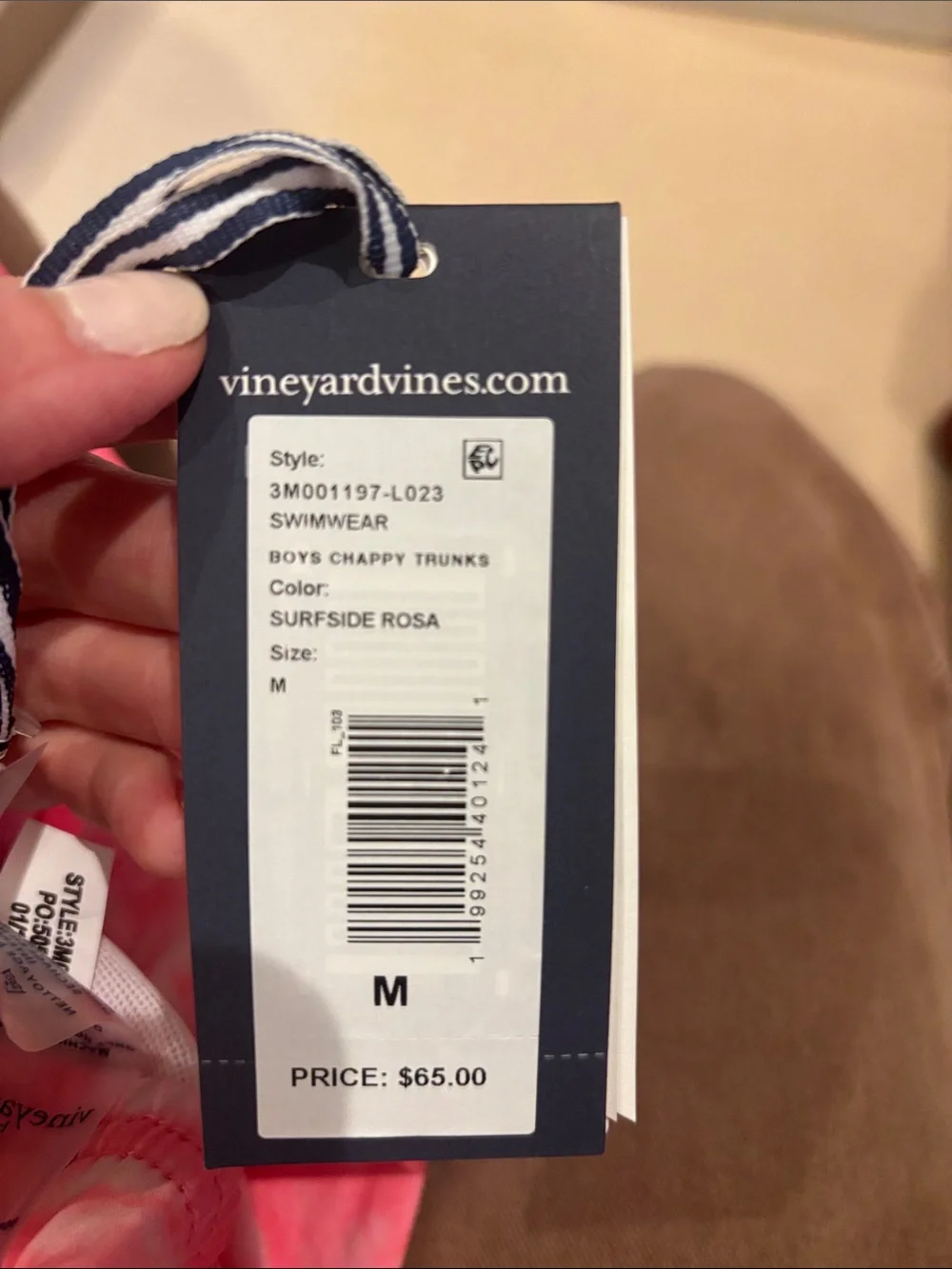 Vineyard Vines Coral Pink Tie-Dye boys swim trunks